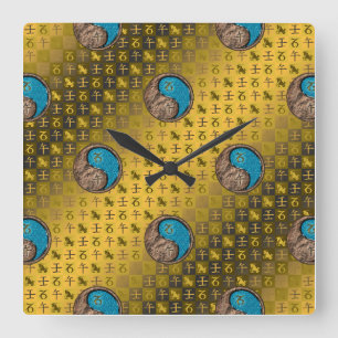 Horloge Carrée Capricorne & Cheval d'eau