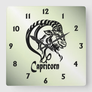Horloge Carrée Capricorne Chèvre de mer Zodiac vert