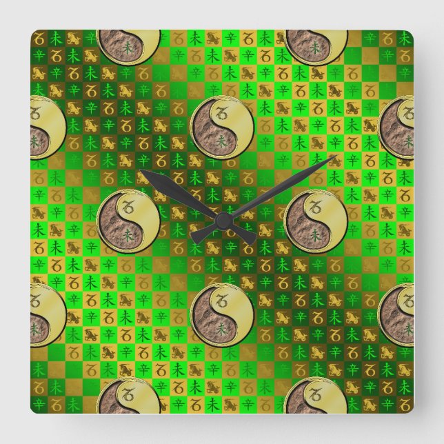 Horloge Carrée Capricorne & Chèvre de Métal (Recto)