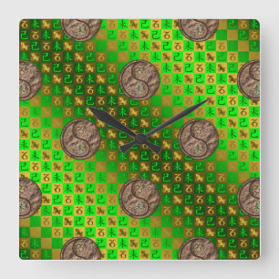 Horloge Carrée Capricorne & Chèvre de terre
