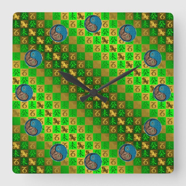 Horloge Carrée Capricorne & Chèvre d'eau (Recto)