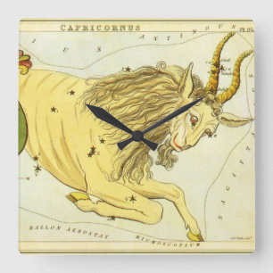 Horloge Carrée Capricorne Constellation Vintage, Miroir d'Urania