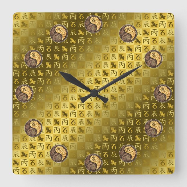 Horloge Carrée Capricorne & Dragon de Feu (Recto)