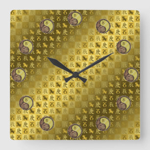 Horloge Carrée Capricorne & Dragon de Métal