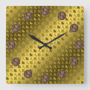 Horloge Carrée Capricorne & Dragon de Terre