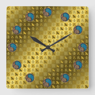 Horloge Carrée Capricorne & Dragon d'eau