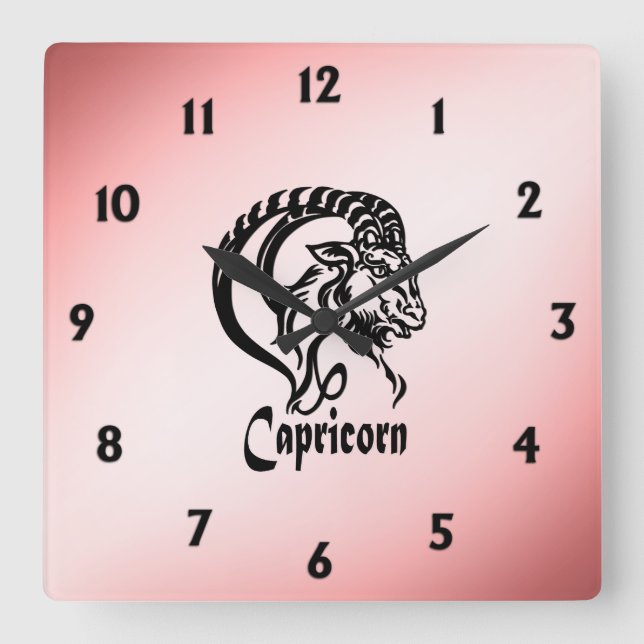 Horloge Carrée Capricorne la Chèvre de Mer Zodiaque (Recto)