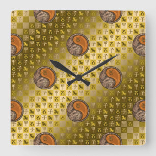 Horloge Carrée Capricorne & Rat de bois