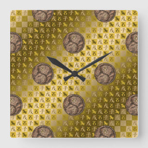 Horloge Carrée Capricorne & Rat de terre
