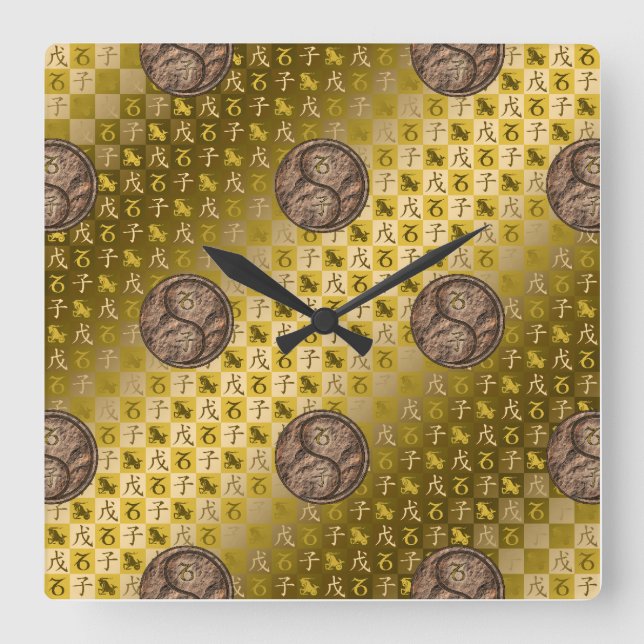 Horloge Carrée Capricorne & Rat de terre (Recto)