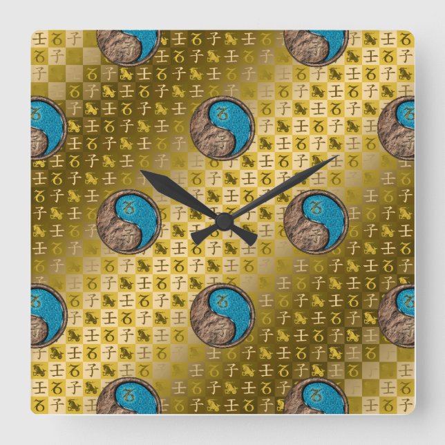 Horloge Carrée Capricorne & Rat d'eau (Recto)