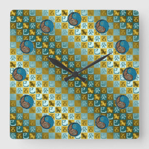 Horloge Carrée Capricorne & Serpent d'eau
