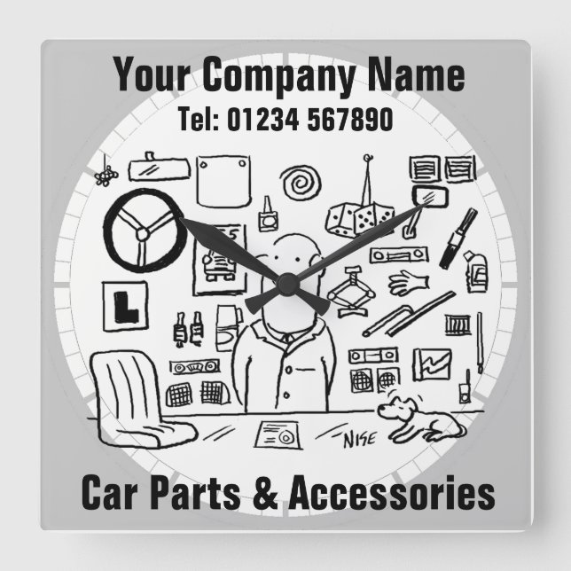 Horloge Carrée Car Parts et Accessoires (Recto)