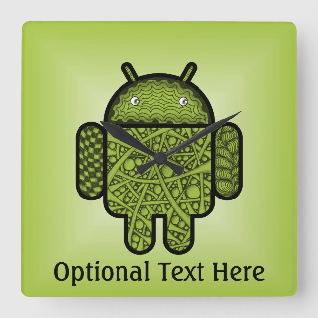 Horloge Carrée Caractère de griffonnage de bulles pour le robot (Recto)