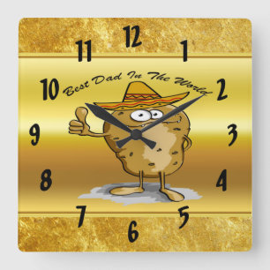 Horloge Carrée Caractère de patate casquette sombrero mexicain