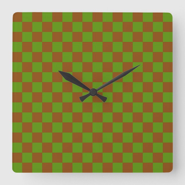 Horloge Carrée Caramel apple checkered board pattern (Recto)