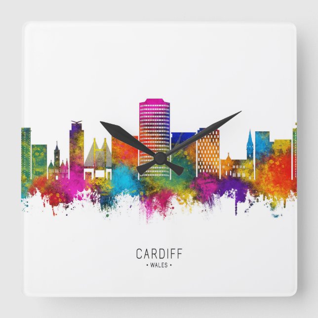 Horloge Carrée Cardiff Wales Skyline (Recto)