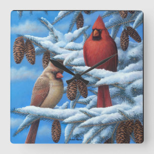 Horloge Carrée Cardinals Wall Clock