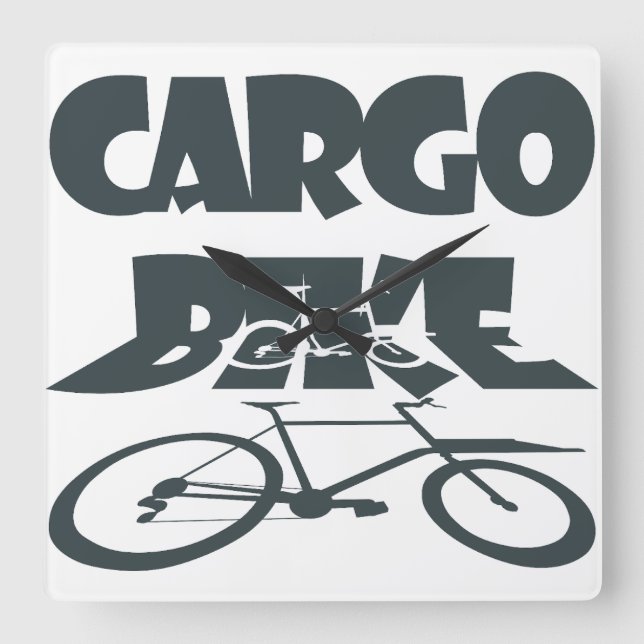 Horloge Carrée Cargo bike, bicyclette de chargement, roue de char (Recto)