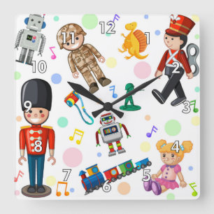 Horloge Carrée Caricature des jouets pour enfants
