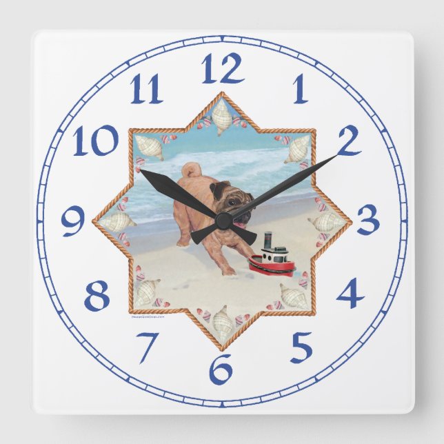 Horloge Carrée Carlin sur la plage (Recto)