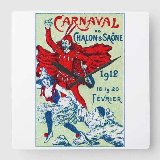 Horloge Carrée Carnaval de France 1912 (Recto)