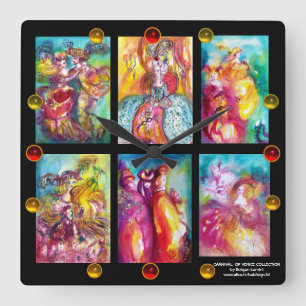 Horloge Carrée CARNAVAL DE VENISE COLLECTION Danse Musique Théâtr