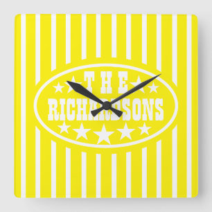 Horloge Carrée Carnaval Vintage Jaune Personnalisé