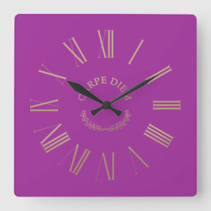 Horloge Carrée Carpe Diem Pink Acrylique Wall Clock