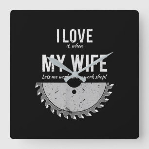 Horloge Carrée Carpenter Funny Wood Working Cadeau Noël