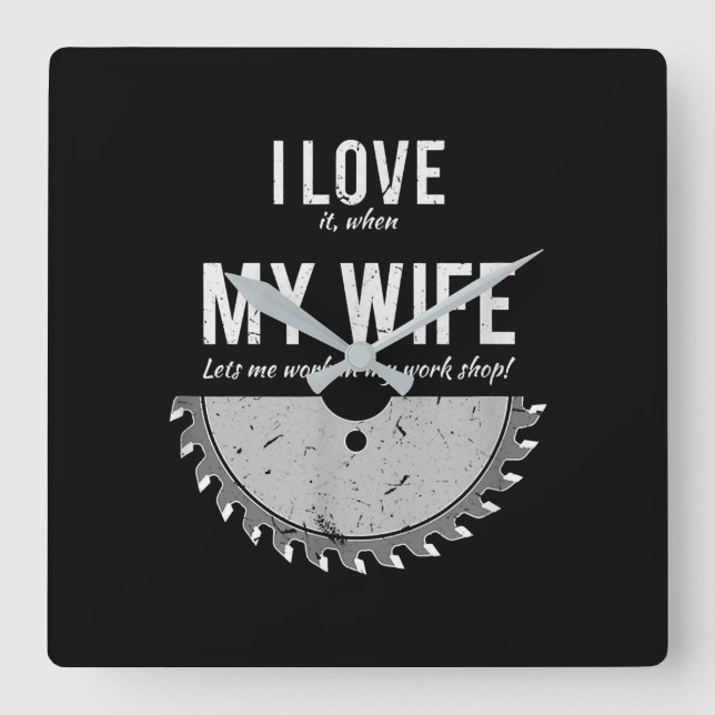 Horloge Carrée Carpenter Funny Wood Working Cadeau Noël (Recto)