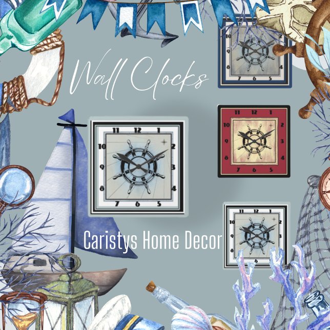 Horloge Carrée Carré à thème bleu pâle (Créateur téléchargé)