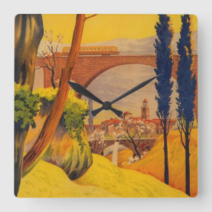 Horloge Carrée Carré français vintage Wallclock de voyage de