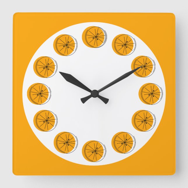 Horloge Carrée Carré multihorloge Citrus Orange (Recto)
