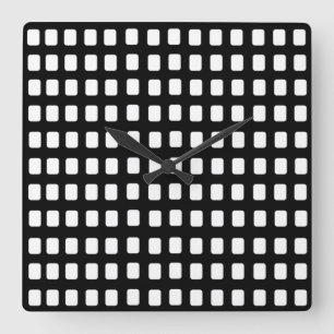 Horloge Carrée Carré noir et blanc Motif géométrique