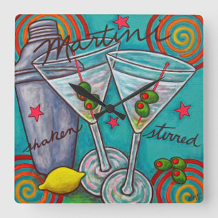 Horloge Carrée Carré Retro Martini Mur Clock, Lisa Lorenz