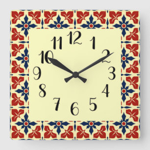 Horloge Carrée Carreaux marocains gras