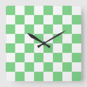 Horloge Carrée Carreaux Retro Green Chessboard Y2K Motif esthétiq
