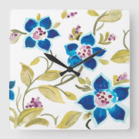 Carrelage floral de l'abbaye - Blooms bleus