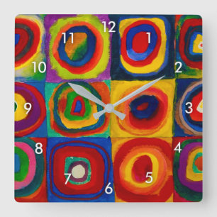 Horloge Carrée Carrés avec cercles, Abstraits, Wassily Kandinsky