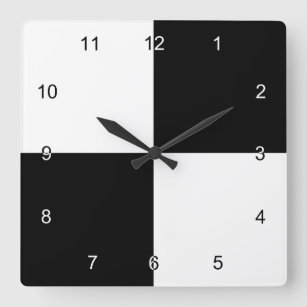Horloge Carrée Carrés en noir et blanc