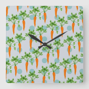 Horloge Carrée Carrot vegetable pattern