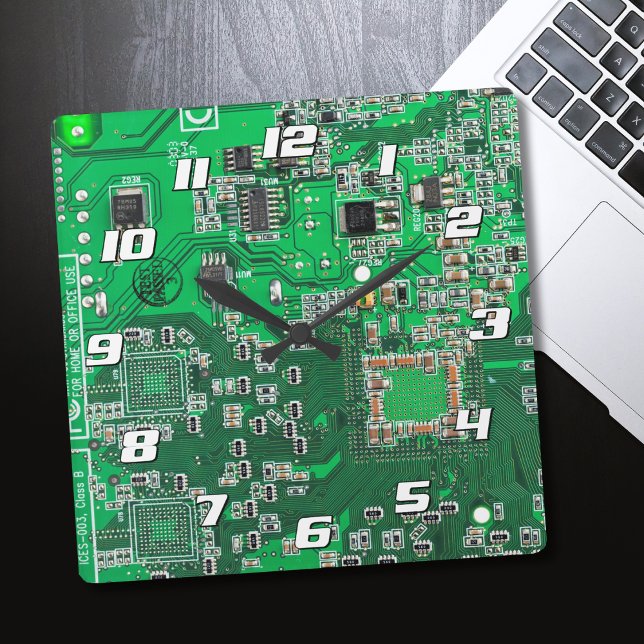 Horloge Carrée Carte circuit imprimé circuit vert PCB (Créateur téléchargé)