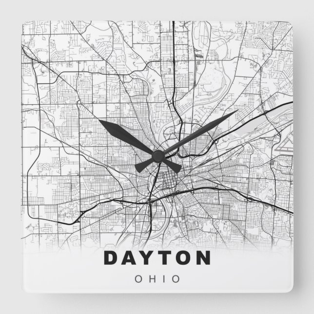 Horloge Carrée Carte de Dayton (Recto)