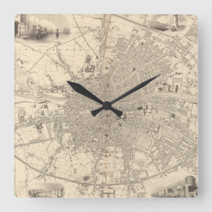 Horloge Carrée Carte de Dublin, Irlande