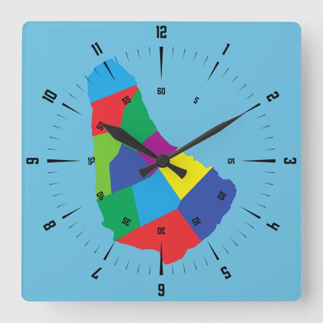 Horloge Carrée Carte de la Barbade (Recto)