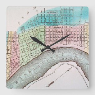 Horloge Carrée Carte de la Nouvelle-Orléans, 1837