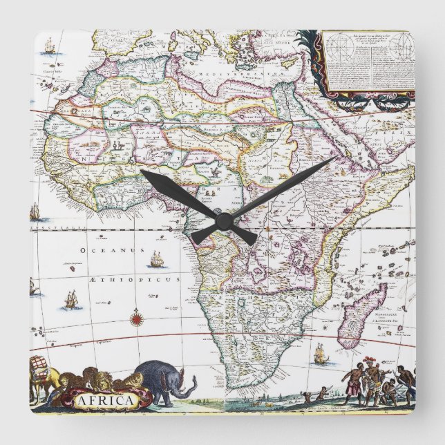 Horloge Carrée Carte de l'Afrique | 1696 (Recto)