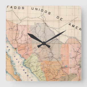 Horloge Carrée Carte (de lettre de communications) du Mexique