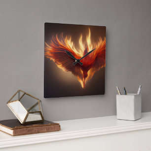 Horloge Carrée Carte de soutien Phoenix Rising Inspirante Force